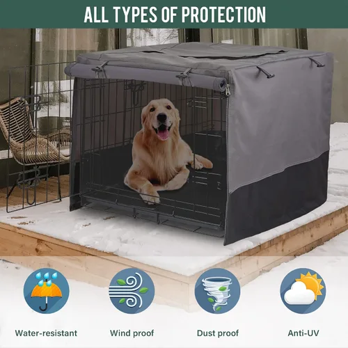 Vista 4 de Rachmi Funda de privacidad para jaula de perro de 36 pulgadas, lona 600D duradera, resistente al agua, resistente al viento, para jaula de alambre