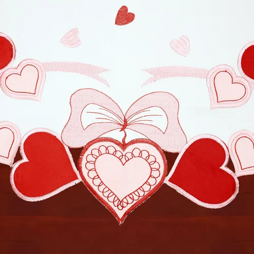 Vista 3 de Bufanda bordada con diseño de corazón y mantel (70 x 17 pulgadas)