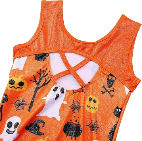 Vista 4 de TFJH E Leotardos de gimnasia para niñas, ropa de ballet para práctica, espalda cruzada, de una pieza, 3-12 años