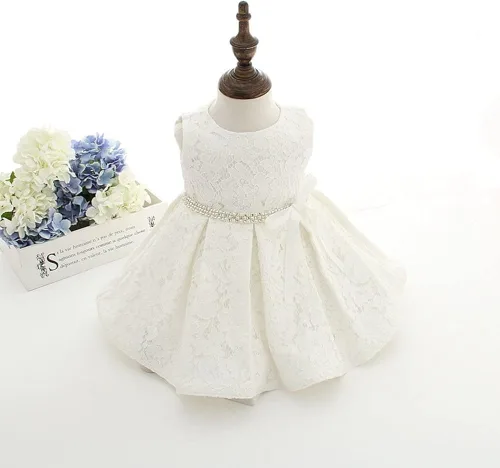 Vista 3 de Meiqiduo Conjunto de 3 piezas para niñas y bebés, bautizo, vestido formal de boda
