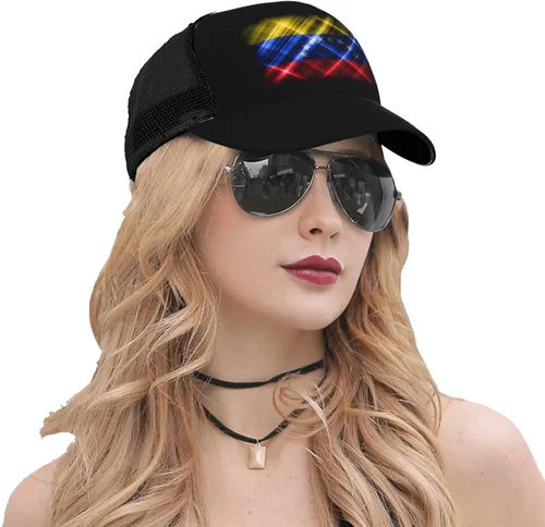Vista 5 de Gorra de béisbol de malla personalizada con bandera de Venezuela, gorra de camionero de tela de sarga de poliéster, elegante protector solar