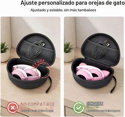 Vista 5 de PAIYULE Funda de auriculares para niños iClever para Riwbox CT-7S/CT-7, para auriculares de caramelo con oreja, funda protectora rígida con bolsillo