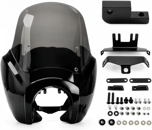 Vista 10 de FATECIM Carenado de faro con parabrisas transparente de 15 pulgadas para Harley Dyna T-Sport FXDXT FXD FXDC FXDB FXDL FXDLS