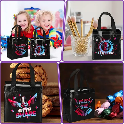 Vista 6 de Pinkunn 20 piezas de bolsas de regalo para fiesta musical, bolsas de regalo no tejidas, suministros para regalos temáticos para adolescentes, cajas