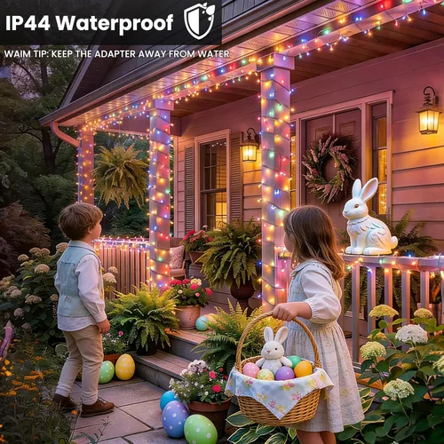 Vista 5 de Toodour Guirnalda de luces RGB de 66 pies, 200 luces LED que cambian de color con control remoto y temporizador, luces pastel impermeables