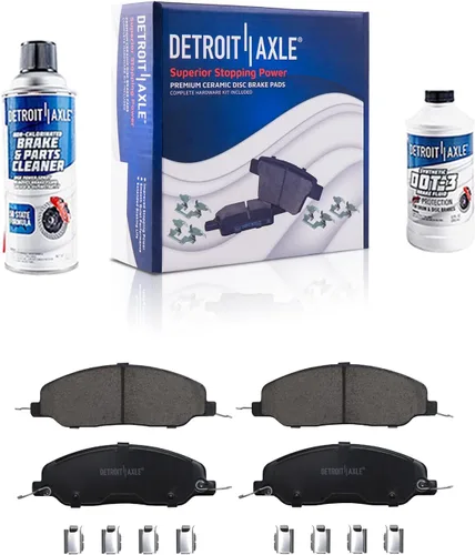 Vista 49 de Detroit Axle - Pastillas de freno para Ford F-150 99-03, 02 Lincoln Blackwood, Pastillas de freno de cerámica delanteras y traseras con repuesto
