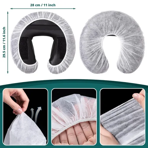 Vista 5 de Noverlife 100 fundas desechables ajustables para la cara, no tejidas, ultra suaves, fundas para reposacabezas para mesas de masaje y sillas
