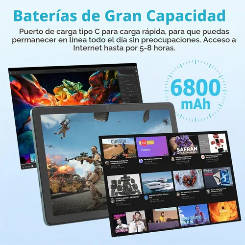 Vista 6 de Tablet Android de 10.1 pulgadas, tabletas Android 14 con 128GB+8 (4+4 expandir) GB, 2.4+5G WiFi Tablet PC con pantalla táctil FHD IPS, cámara dual