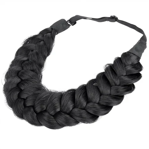 Vista 15 de Diadema ancha y despeinada de 2 mechones de cabello sintético trenzado, accesorio de belleza para mujeres y niñas, 62g/2.1 oz (caoba)