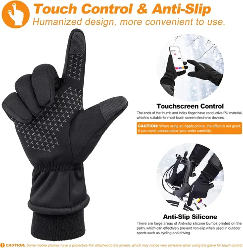 Vista 6 de Tiakia Guantes térmicos de invierno para ciclismo, cálidos, para clima frío, para deportes, antideslizantes, resistentes al viento, para hombres