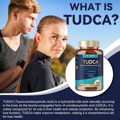 Vista 3 de Totaria TUDCA - Sales biliares de 1200 mg (ácido tauroursodesoxicólico), 120 cápsulas, suplementos hepáticos TUDCA puros ultra fuertes, limpieza