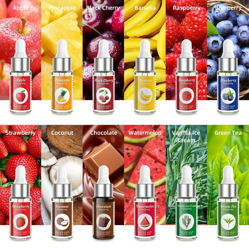 Vista 2 de Aceite aromatizante alimenticio (paquete de 12) y polvo lustre comestible, 0.28 oz de polvo dorado para tartas de grado alimenticio