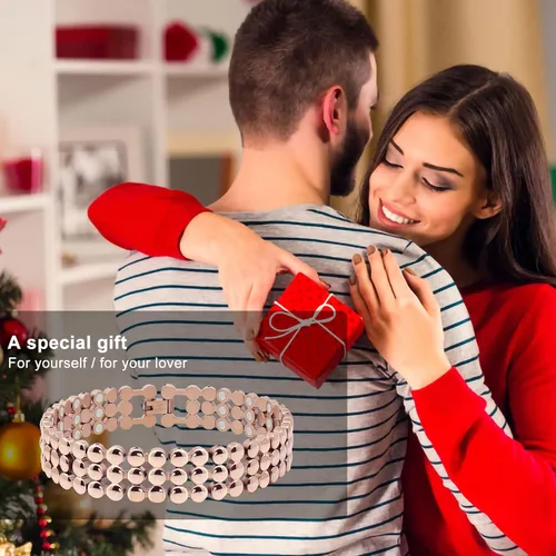 Vista 6 de JEROOT Pulseras magnéticas de ultra resistencia, pulsera para mujeres y hombres, imanes de neodimio de 3500-6000 Gauss, joyería de regalo de terapia