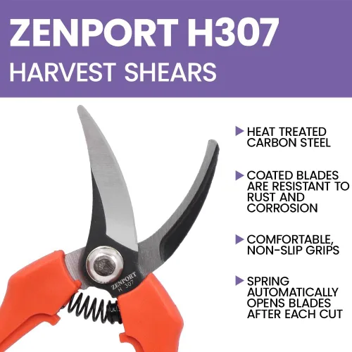 Vista 4 de Zenport Tijeras de cosecha de derivación de estilo europeo H307, corte de cosecha de uva de hoja curvada