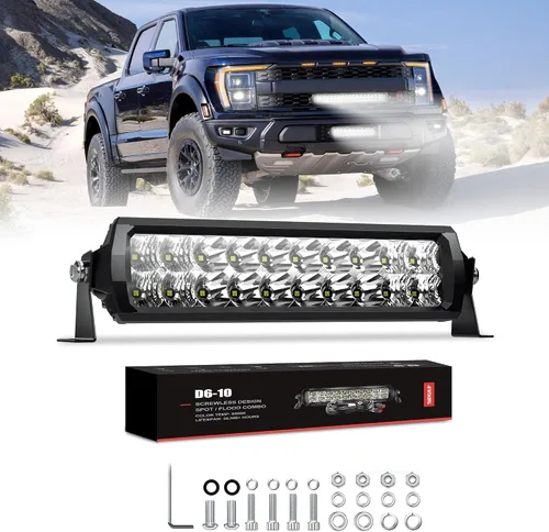 Vista 8 de Barra de luces LED de 6 pulgadas IP68 Waterproof, 60W, Flood and Spot Combo Beam, LED Driving Light Work Light Fog Lamp for Truck Cars ATV UTV Boat