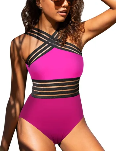 Vista 2 de Hilor - Trajes de baño de una pieza para mujer, diseño con parte delantera cruzada y calado, monokini