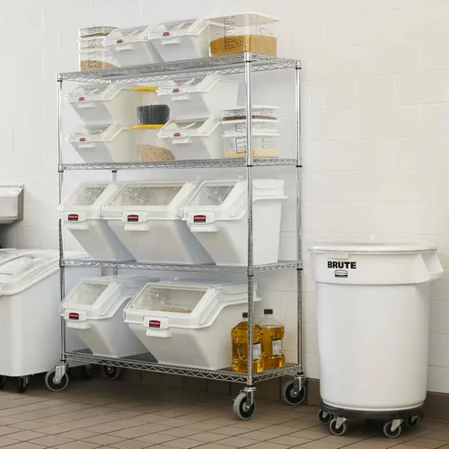 Vista 8 de Rubbermaid Commercial Products ProSave - Contenedor de estante para ingredientes de alimentos con cuchara medidora 100 tazas, blanco