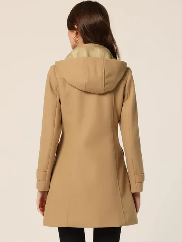 Vista 4 de Allegra K Abrigo de invierno con capucha y cuello alto para mujer