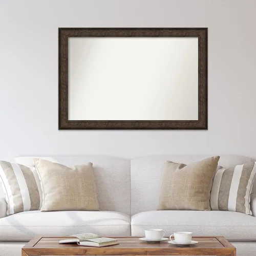 Vista 320 de Amanti Art Espejo de pared personalizado no biselado (25 x 25 pulgadas), marco de bronce acentuado, varios tamaños personalizados, espejo de baño