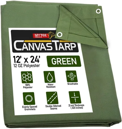Vista 101 de Mytee Products Lona de lona marrón oscuro de 6 x 8 pies de 12 onzas, resistente al agua y transpirable, lonas resistentes, cubierta de lona Marrón