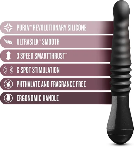 Vista 2 de Blush Temptasia Lazarus - Vibrador de empuje de 11.25 pulgadas, masajeador de silicona curvado para punto G y punto P, 3 velocidades SmartThrust