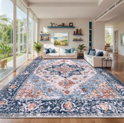 Vista 521 de SERISSA - Tapetes florales vintage, antideslizante, lavable, pequeño, ultrasuave, bohemio, de pelo bajo, para entrada, interiores, habitación
