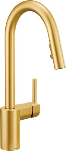 Vista 22 de Moen Align 5923BLS Grifo de cocina desplegable con resorte de una sola manija de acero inoxidable con aerosol desplegable y Power Boost, grifo