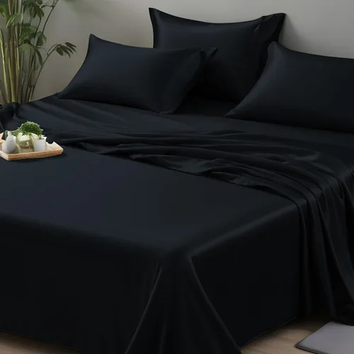 Vista 19 de LINENWALAS Sábana plana Full solamente - Sábana de cama de rayón derivado de seda de bambú, sábana premium transpirable refrescante, sábana superior