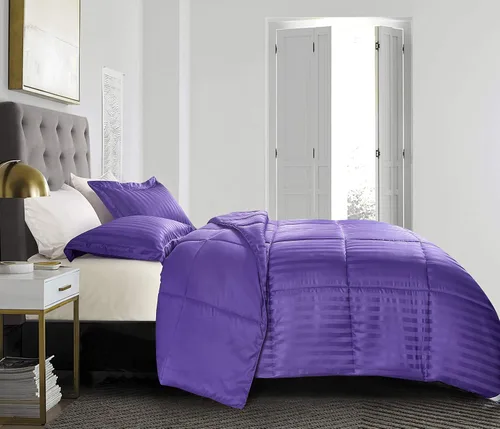 Vista 24 de Blue Ridge Home Fashions Kathy Ireland-Essentials - Juego de edredón reversible de 3 piezas de microfibra con diseño de damasco, color chocolate