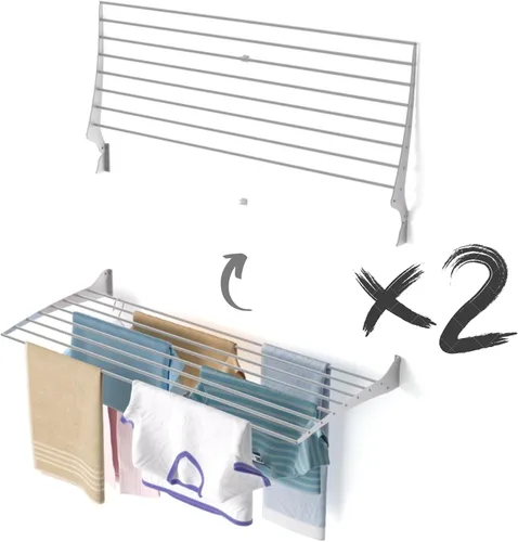 Vista 50 de foxydry Rejilla de secado plegable para montar en la pared, plegable que ahorra espacio, 24 pulgadas Negro - Cerrando