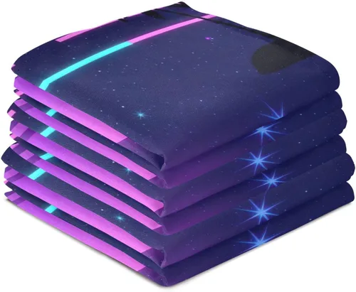 Vista 3 de Retro Neon Purple Gradient Sun Kichen Towel, 28x18 Inches Absorbent Printed Hand Towels