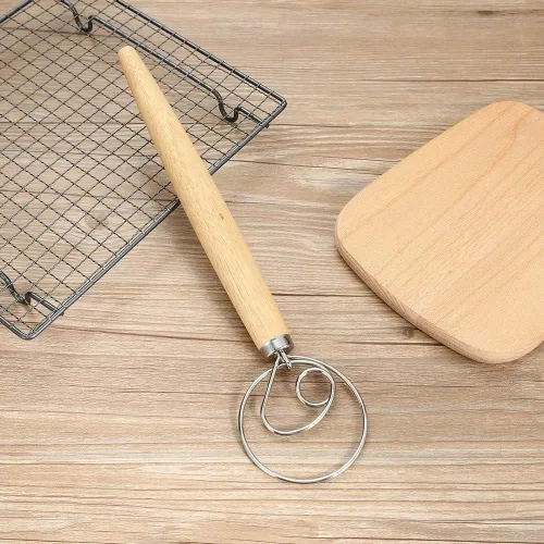 Vista 8 de Batidor de masa danés, herramientas para hacer pan, gancho de masa danés, batidora de masa de pan a mano, batidor de masa de pan para pastelería