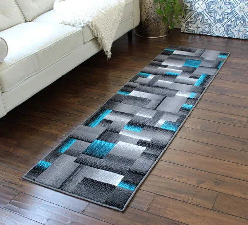 Vista 25 de Masada Rugs, Alfombra de Área Moderna Contemporánea, Azul Gris Negro (2 Pies X 3 Pies) Tapete