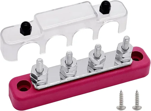 Vista 8 de 4 x Pernos #10 (M5) para Barra de Bus, Ampper Bloque de Distribución de Tierra de 4.2", Barra de Bus de Batería de Latón con Cubierta para Negro