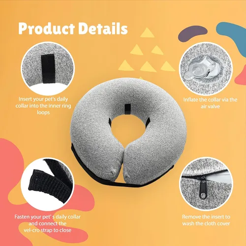 Vista 3 de Big Ant Collar inflable protector para perros y gatos, cono suave para perros después de la cirugía, collar de dona para cuello de perro, collar