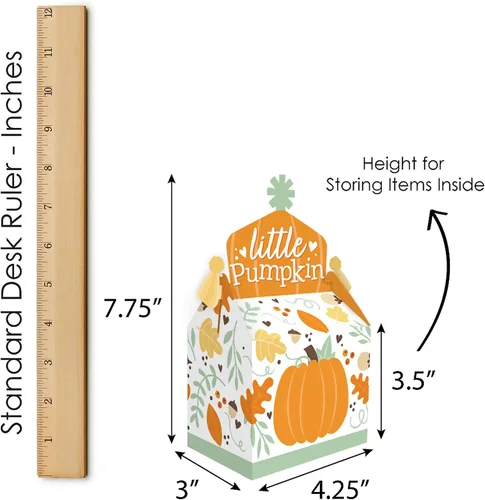 Vista 6 de Big Dot of Happiness Little Pumpkin - Caja de golosinas para fiestas – Fiesta de cumpleaños de otoño o baby shower – Juego de 12