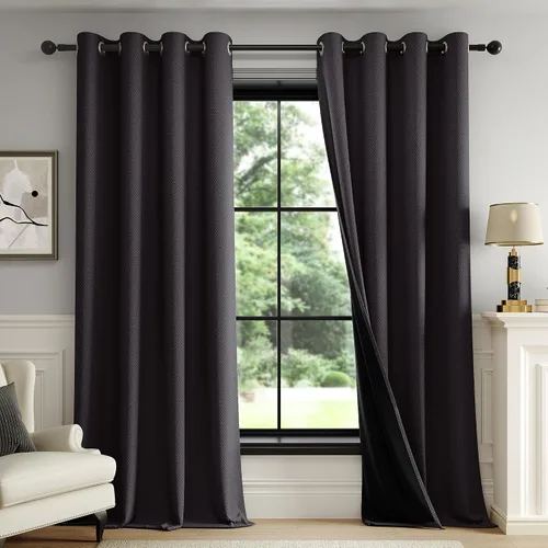 Vista 22 de FMFUNCTEX - Cortinas 100% opacas color beige de 40 x 63 pulgadas para dormitorio, 2 paneles Black out Drapes, Thermal Insulated Noise Reducing