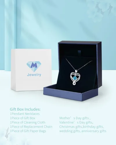 Vista 5 de Jewelry for Women Wife Infinity Heart Birthstone I Love You Necklace S925 Anniversary Women Necklaces for Her Wife Birthday Gift Ideas, Birthday