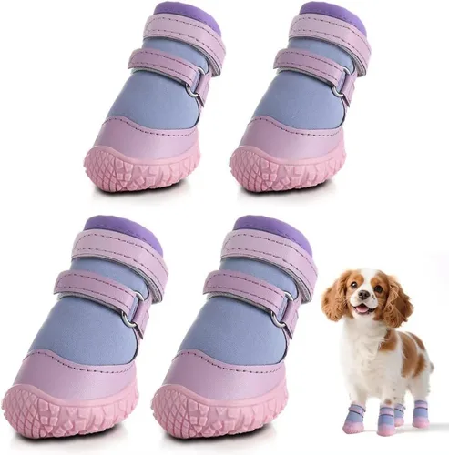 Vista 16 de Zapatos para perros pequeños, botas transpirables para perros, protectores de patas para pavimento caliente, nieve de invierno, botines para perros