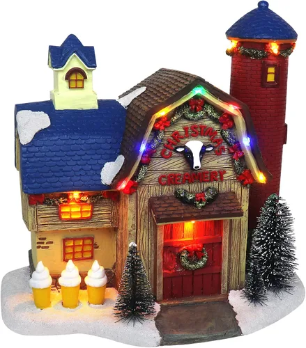 Vista 9 de Torre de reloj de aldea de Navidad, animada aldea musical de nieve de invierno preiluminada, complemento perfecto para tus decoraciones navideñas