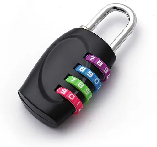 Vista 5 de 4-Dial Combination Padlocks (2 Pack) - Resettable Metal Security Locks for Luggage, Gym, Travel & Storage (Black+Colorful)