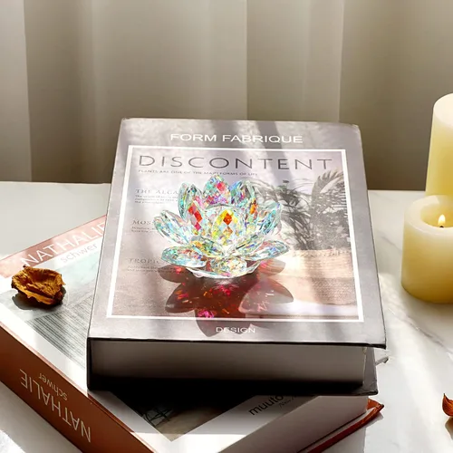 Vista 5 de OwnMy Figuras de flor de loto de cristal brillante de 3 pulgadas, adorno decorativo de flor de loto, decoración de loto Feng Shui, pisapapeles