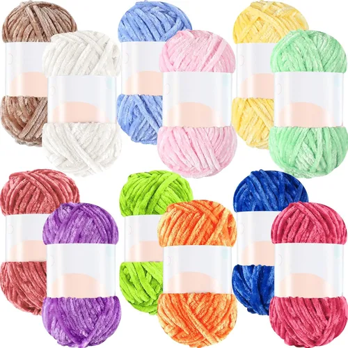 Vista 7 de Xinnun 12 madejas 1116 yardas hilo de felpilla de terciopelo suave grueso de felpa a granel para crochet tejer manta manualidades DIY tejido, 6mm