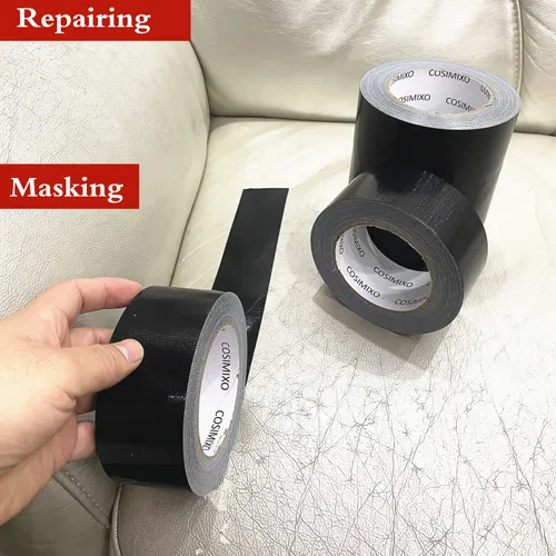 Vista 6 de COSIMIXO Paquete de 5 Cintas Adhesivas de Conducto Negras de Uso Pesado, 2 pulgadas x 30 yardas, fuerte, flexible, sin residuos, para todo clima