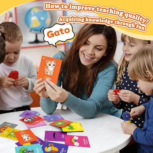 Vista 7 de Tarjetas didácticas de aprendizaje de español para niños pequeños, 60 tarjetas bilingües de doble cara para números, colores, formas, palabras