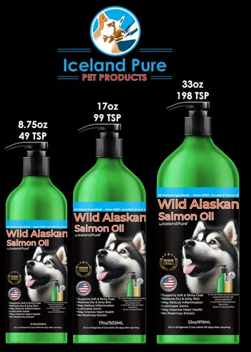Vista 9 de Iceland Pure - Aceite de salmón salvaje de Alaska para perros y gatos 1,043 mg de omega-3 por cucharadita Mezcla de aceite de salmón y abadejo