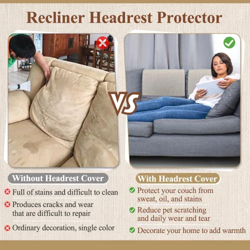 Vista 3 de Protector de reposacabezas reclinable, 2 fundas para reposacabezas para silla reclinable, protector de cabeza de sofá, reposacabezas reclinable