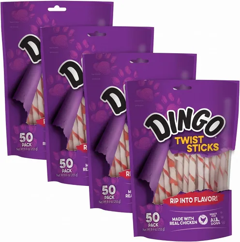 Vista 6 de Dingo Twist Sticks - Golosinas para perros de cuero crudo con pollo real