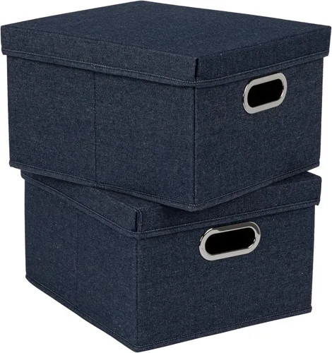 Vista 10 de Household Essentials Cajas de almacenamiento de tela con tapas y asas, color aguamarina Aqua