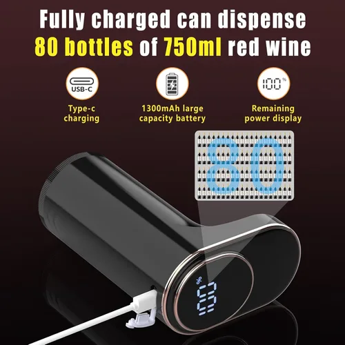 Vista 7 de Aireador eléctrico de vino dispensador de vino recargable mejorado